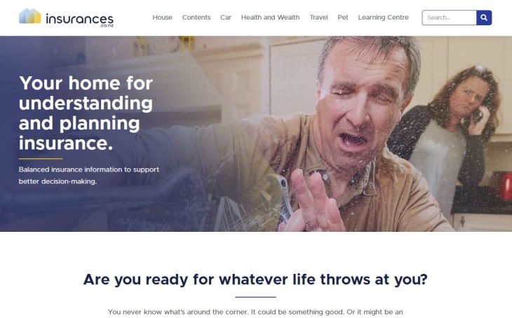 Home page of insurances information website